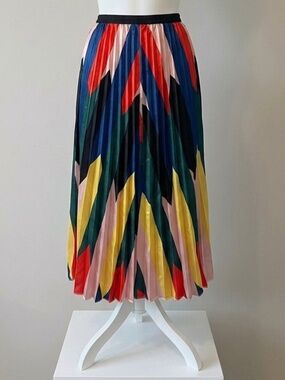 WHO CARES Multi Color Pleated Long Skirt